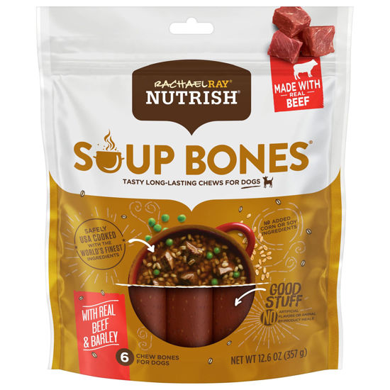 Picture of Rachael Ray Nutrish Soup Bones Dog Treats, Beef & Barley Flavor, 6 Bones