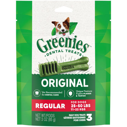 Picture of Greenies Original Regular Natural Dog Dental Treats, 3 oz. Pack (3 Treats)