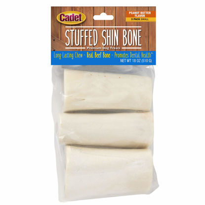 Picture of Cadet Stuffed Shin Bone for Dogs - Long-Lasting Peanut Butter Flavored Dog Chew Bone for Aggressive Chewers - Supports Dog Dental Health, Small (3 Count)