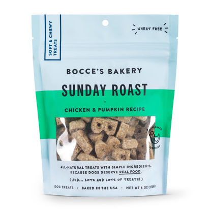 Picture of Bocce's Bakery Oven Baked Sunday Roast Treats for Dogs, Wheat-Free Everyday Dog Treats, Made with Real Ingredients, Baked in The USA, All-Natural Soft & Chewy Cookies, Chicken & Pumpkin Recipe, 6 oz