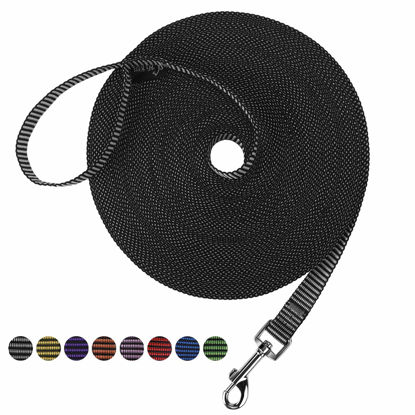 Picture of Hi Kiss Dog/Puppy Obedience Recall Training Agility Lead - 15ft 20ft 30ft 50ft 100ft Training Leash - Great for Training, Play, Camping, or Backyard(30ft,Black_White)