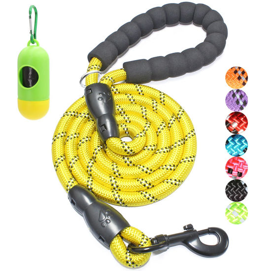 Picture of BAAPET 2/4/5/6 FT Dog Leash with Comfortable Padded Handle and Highly Reflective Threads for Small Medium and Large Dogs (6FT-1/2'', Yellow)