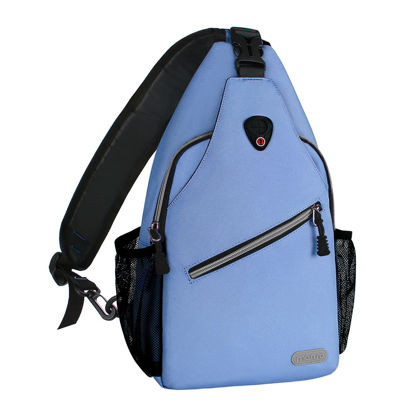 Picture of MOSISO Sling Backpack, Multipurpose Crossbody Shoulder Bag Travel Hiking Daypack, Airy Blue, Medium