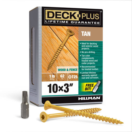 Picture of Deck Plus 48418 Wood Screws #10 x 3", Tan, 1lb Box