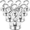 Picture of MIKEDE Magnetic Hooks Heavy Duty, 25Lbs Neodymium Magnets with Hooks for Refrigerator, 10Pcs Strong Cruise Hooks for Hanging, Magnetic Hanger for Grill, Toolbox, Storage