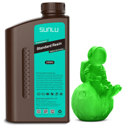 Picture of SUNLU 3D Printer Resin 1kg, Fast Curing Standard 3D Resin for LCD DLP SLA 3D Printers, 395 to 405nm UV Curing 3D Printing Liquid Photopolymer Resin, Low Shrinkage, High Precision, 1000g, Clear Green