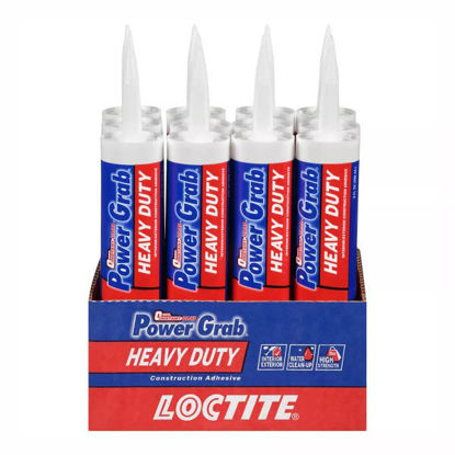 Picture of Loctite Power Grab Express Heavy Duty Construction Adhesive, Versatile Construction Glue for Wood, Wall, Tile, Foam Board & More - 9 fl oz Cartridge, Pack of 12