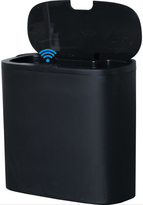 Picture of Sooyee 13.3 litres Bathroom Trash Can with lid,3.5 Gallon Automatic Trash Can,Touchless Trash Can for Kitchen,Office,Bedroom,Bathroom,Living Room,Black(Not Included Batteries)