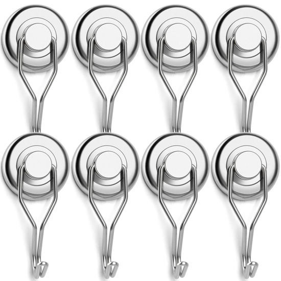 GetUSCart- LOVIMAG Strong Magnetic Hooks, 110LBS Swivel Swing Magnet Hooks,  Magnetic Hooks Heavy Duty for Cruise Cabins, Hanging, Grill, Refrigerator,  Ceiling, Kitchen, Locker, Tool Holder, Garage-8 Pack