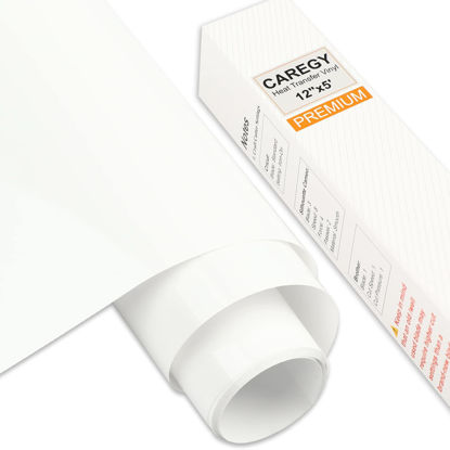 Picture of CAREGY Iron on Heat Transfer Vinyl Roll HTV (12''x5',White)