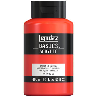 Picture of Liquitex BASICS Acrylic Paint, 400ml (13.5-oz) Bottle, Cadmium Red Light Hue