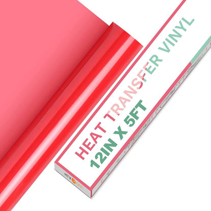 Picture of HTVRONT HTV Vinyl Rolls Heat Transfer Vinyl - 12" x 5ft Red HTV Vinyl for Shirts, Iron on Vinyl for All Cutter Machine - Easy to Cut & Weed for Heat Vinyl Design (Red)