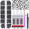 Picture of Audab B7000 Jewelry Glue with Rhinestones for Crafts, 2100Pcs Black Rhinestones Flat Back Nail Gems with Pick Up Tweezer Clear Fabric Glue for Clothes Shoes Jewelry Making