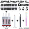 Picture of Audab B7000 Jewelry Glue with Rhinestones for Crafts, 2100Pcs Black Rhinestones Flat Back Nail Gems with Pick Up Tweezer Clear Fabric Glue for Clothes Shoes Jewelry Making