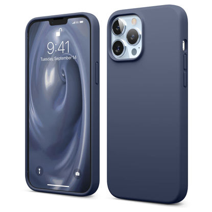 Picture of elago Compatible with iPhone 13 Pro Max Case, Liquid Silicone Case, Full Body Screen Camera Protective Cover, Shockproof, Slim Phone Case, Anti-Scratch Soft Microfiber Lining, 6.7 inch (Jean Indigo)