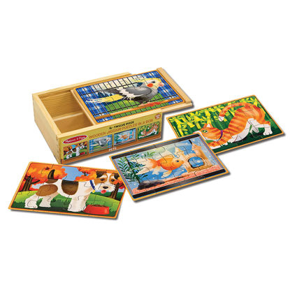 Picture of Melissa & Doug Pets 4-in-1 Wooden Jigsaw Puzzles in a Storage Box (48 pcs) - FSC-Certified Materials