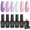 Picture of beetles Gel Polish Nail Set 6 Colors Romantic Garden Collection Pink Purple Glitter Milky White Soak Off Led Lamp Cured Diy Manicure Kit