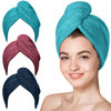 Picture of Hicober Microfiber Hair Towel, Hair Towel Wrap Turbans for Women,Hair Drying Towel Wrap Hair Accessories for Women Girls-Plum,Navy,Aqua Green,3Packs