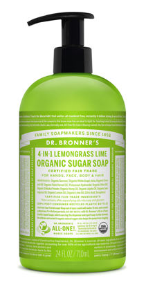 Picture of Dr. Bronner’s - Organic Sugar Soap (Lemongrass, 24 Ounce) - Made with Organic Oils, Sugar and Shikakai Powder, 4-in-1 Uses: Hands, Body, Face and Hair, Cleanses, Moisturizes and Nourishes, Vegan