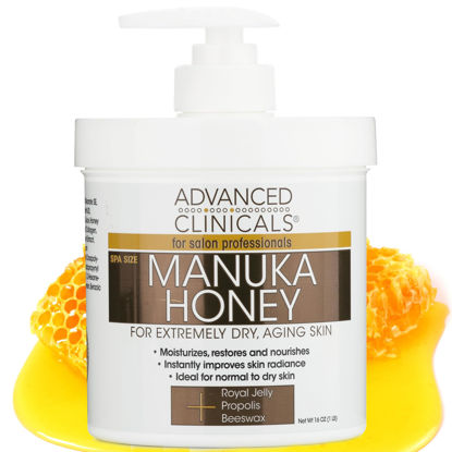 Picture of Advanced Clinicals Manuka Honey Cream Face Moisturizer & Body Butter Lotion For Dry Skin | Firming & Hydrating Miracle Balm Skin Care Moisturizing Lotion For Women, Wrinkles, & Sun Damaged Skin, 16Oz
