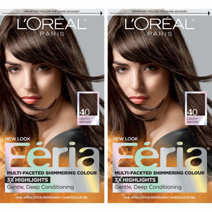 Picture of L'Oreal Paris Feria Multi-Faceted Shimmering Permanent Hair Color, 40 Espresso, Pack of 2, Hair Dye