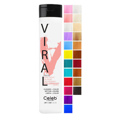 Picture of Celeb Luxury Viral Colorwash, Professional Semi-Permanent Hair Color Depositing Shampoo, Rose Gold