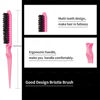 Picture of 8 Pieces Hair Styling Comb Hair Brush Set, Nylon Teasing Hair Brush Rat Tail Comb with Duckbill Clips, Double Sided Edge Brush for Edge & Back Brushing, Combing, Slicking Hair for Women Girls (Pink&Black-8pcs)