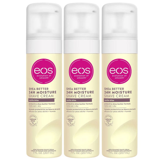 Picture of eos Shea Better Shaving Cream for Women- Vanilla Bliss, 24-Hour Hydration, Skin Care & Lotion with Shea Butter, 7 fl oz, 3-Pack