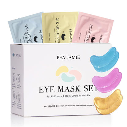 Picture of PEAUAMIE Under Eye Patches (30 Pairs) Gold Eye Mask and Hyaluronic Acid Eye Patches for puffy eyes,Rose Eye Masks for Dark Circles and Puffiness under eye treatment skin care products…