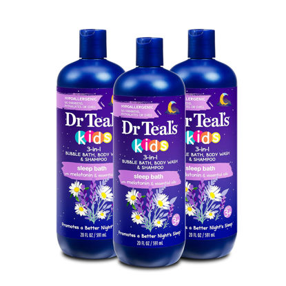 Picture of Dr Teal's Kids 3-in-1 Bubble Bath, Body Wash & Shampoo, Sleep Bath with Melatonin, 20 fl oz (Pack of 3)