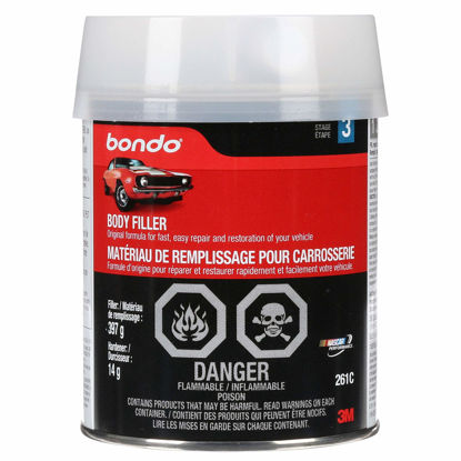 Picture of Bondo Body Filler, Original Formula for Fast, Easy Repair & Restoration of your Vehicle, 00261, Filler 14 oz and 0.5 oz Hardener, 1 Can