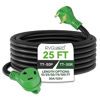 Picture of RVGUARD 30 Amp 25 Foot RV Extension Cord, Heavy Duty 10/3 Gauge STW Cord with LED Power Indicator and Cord Organizer, TT-30P/R Standard Plug, Green, ETL Listed