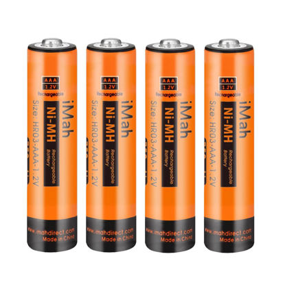 Picture of iMah 4-Pack 1.2V 750mAh Ni-MH AAA Rechargeable Battery for Panasonic Cordless Phones Also Compatible with BK40AAABU HHR-55AAABU HHR-65AAABU HHR-75AAA/B HHR-4DPA/4B BK30AAABU BT205662 and Solar Lights