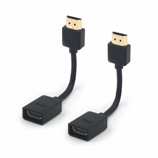 Picture of VCE 2-Pack HDMI Male to Female Swivel Adapter HDMI Extension Gold Plated Converter for Google Chrome Cast, Roku Streaming Stick