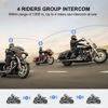 Picture of FODSPORTS Motorcycle Bluetooth intercom FX4 Pro 1200m Helmet Intercom,4 Riders Motorcycle Bluetooth Headset,Universal Bluetooth Helmet Headset,Helmet Communication System FM/Hard &Soft Mic/1Pack