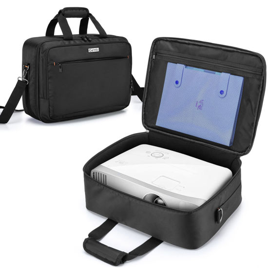 Picture of CURMIO Projector Carrying Case, Projector Bag with Laptop Compartment Compatible for Most Major Projector, Bag Only, Black (Patented Design)