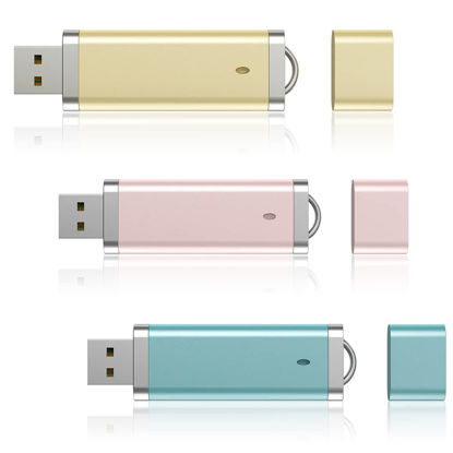 Picture of KEXIN 3 Pack 64GB Flash Drive USB Drive Thumb Drive 64 GB USB Flash Drive Jump Drive 64G Flash Drives Photo Memory Stick Pen Drive Zip Drive Pink Yellow Blue