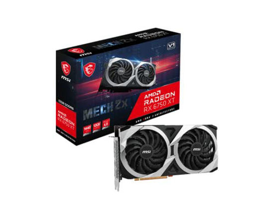 Picture of MSI Gaming Radeon RX 6750 XT 192-bit 12GB GDDR6 Boost Clock 2600MHz Dual Torx 3.0 Fans DP/HDMI FreeSync DirectX 12 VR Ready OC Graphics Card (RX 6750 XT MECH 2X 12G V1)