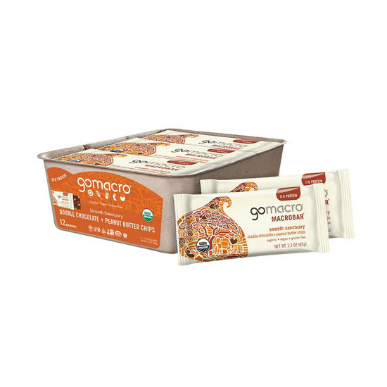 Picture of GoMacro Macrobar Smooth Sanctuary - Double Chocolate + Peanut Butter Chips 2.3 Ounce Bars, 12 Count (Pack of 1)