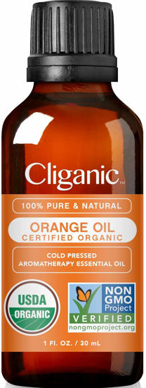 Picture of Cliganic USDA Organic Sweet Orange Essential Oil, 1oz - 100% Pure Natural for Aromatherapy Diffuser | Non-GMO Verified