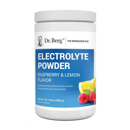 Picture of Dr. Berg Hydration Keto Electrolyte Powder - Enhanced w/ 1,000mg of Potassium & Real Pink Himalayan Salt (NOT Table Salt) - Raspberry & Lemon Flavor Hydration Drink Mix Supplement - 100 Servings