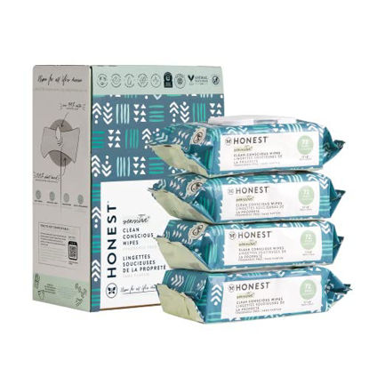 Picture of The Honest Company Clean Conscious Wipes | 99% Water, Compostable, Plant-Based, Baby Wipes | Hypoallergenic, EWG Verified | Balance Blues, 288 Count