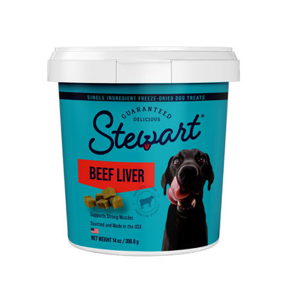 Picture of Stewart Freeze Dried Dog Treats, Beef Liver, Grain Free & Gluten Free, 14 Ounce Resealable Tub, Single Ingredient, Dog Training Treats