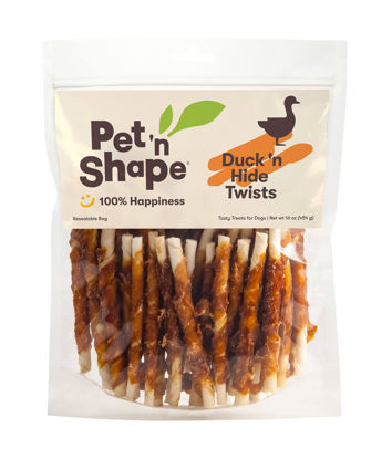 Picture of Pet 'n Shape Duck 'n Hide Twists - Duck Wrapped Rawhide Natural Dog Treats, Small, 1 Pound (Pack of 1)