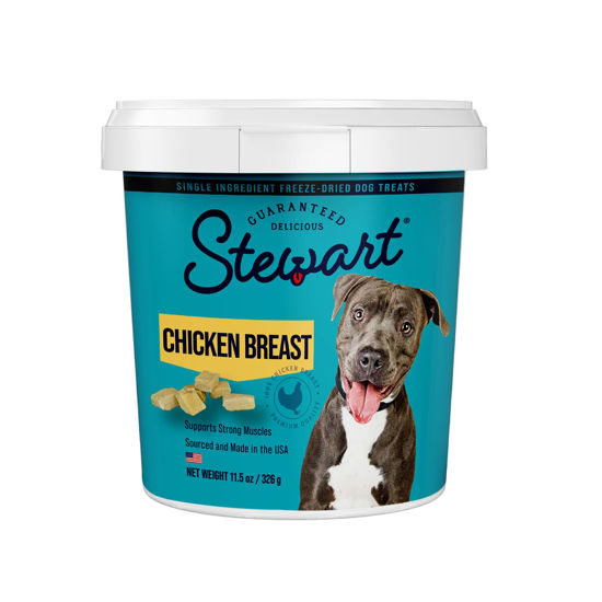 Picture of Stewart Freeze Dried Dog Treats, Chicken Breast, Grain Free & Gluten Free, 11.5 Ounce Resealable Tub, Single Ingredient, Dog Training Treats