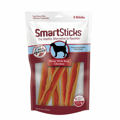 Picture of SmartBones SmartSticks, Treat Your Dog to a Rawhide-Free Chew Made With Real Meat and Vegetables 5 Count (Pack of 1)