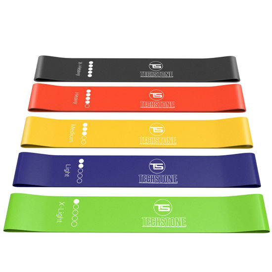 Picture of TechStone Resistance Bands Set for Men and Women, Pack of 5 Different Resistance Levels Elastic Band for Home Gym Long Exercise Workout - Great Fitness Equipment for Training, Yoga - Free Carrying Bag