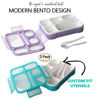 Picture of kinsho Bento Lunch Box Kids & Adult: Leakproof Lunch Containers for Boys & Girls with 6 Compartments - School, Daycare, Meal Planning Portion Control Container, BPA-Free Boxes, Utensils | Purple Teal