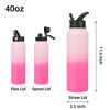 Picture of BJPKPK Insulated Water Bottles with Straw Lid, 40oz Large Water Bottle, Stainless Steel Metal Water Bottle with 3 Lids, Reusable Thermos Bottle, Cold & Hot Water Bottle for Sports, Gym-Sakura