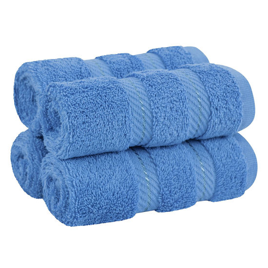 Picture of American Soft Linen Luxury Washcloths for Bathroom, 100% Turkish Cotton Washcloth Set of 4, 13x13 in Soft Washcloths for Body and Face, Wash Rags for Kitchen, Baby Washcloths, Electric Blue Washcloths